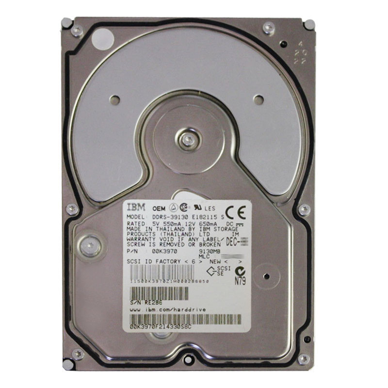 00K3970.jpg IBM 00K3970 - 9.1GB 7.2K 50-PIN SCSI 3.5" Hard Drive - Image 1