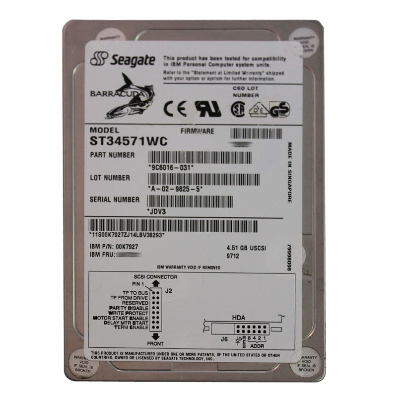IBM 00K7927 - 4.51GB 80-PIN SCSI 3.5" Hard Drive