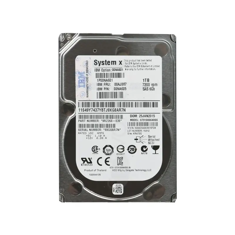 00NA601.jpg 00NA601 IBM - 1TB 7.2K SAS 6.0Gbps 2.5" Hard Drive - Image 1