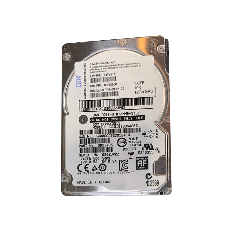 00RY111 IBM - 1.8TB 10K SAS 2.5" Hard Drive