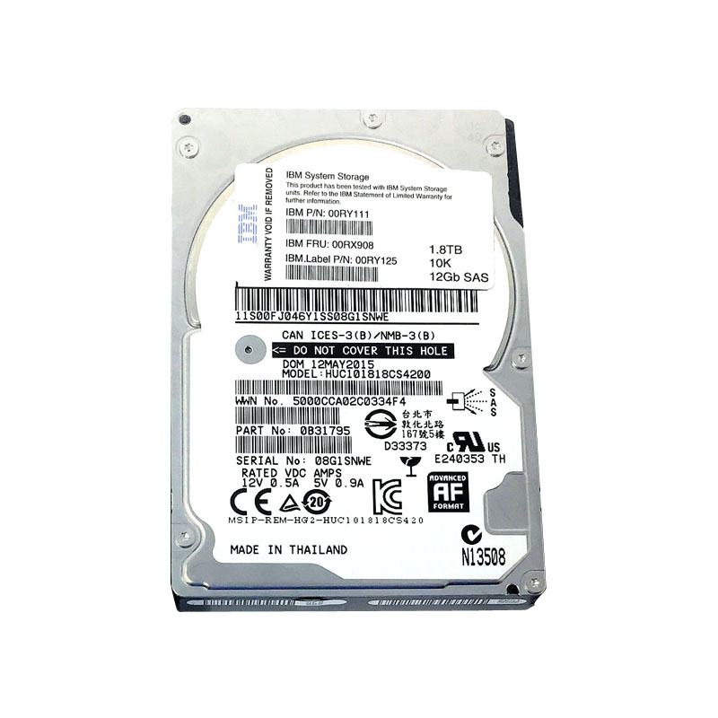 IBM 00RY125 - 1.8TB 10K SAS 2.5" Hard Drive