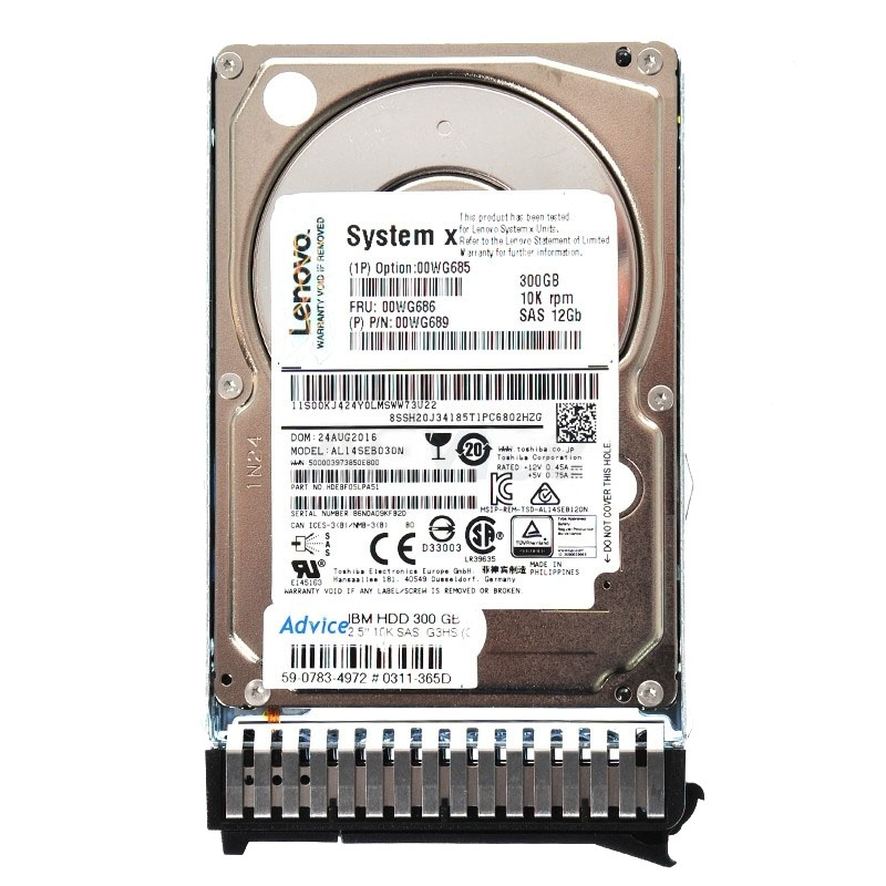 00WG685.jpg 00WG685 IBM - 300GB 10K SAS 2.5" Hard Drive - Image 1