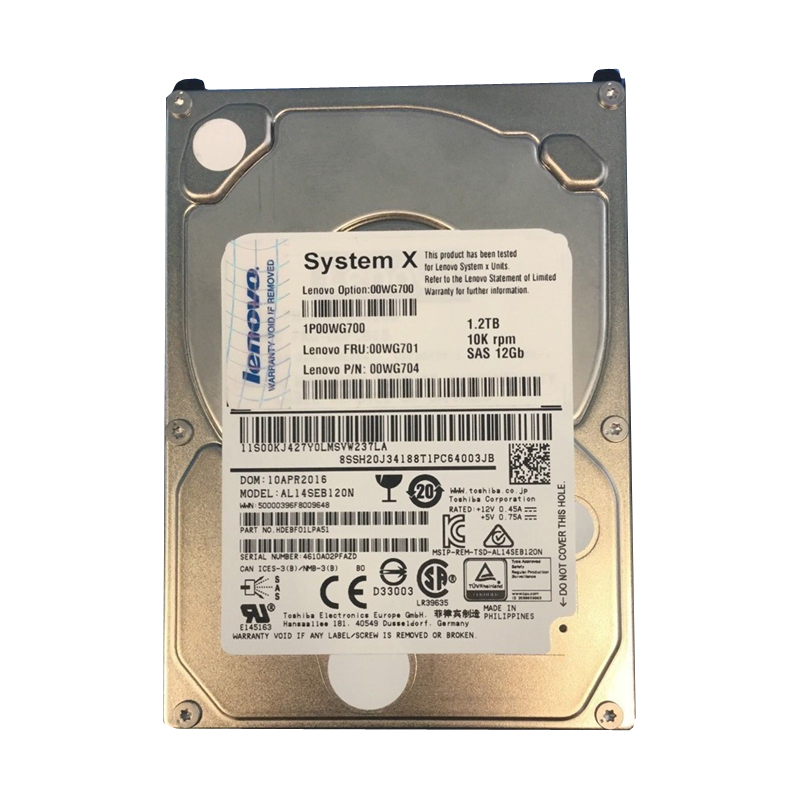 00WG704.jpg 00WG704 IBM - 1.2TB 10K SAS 12Gbps 2.5" Hard Drive - Image 1