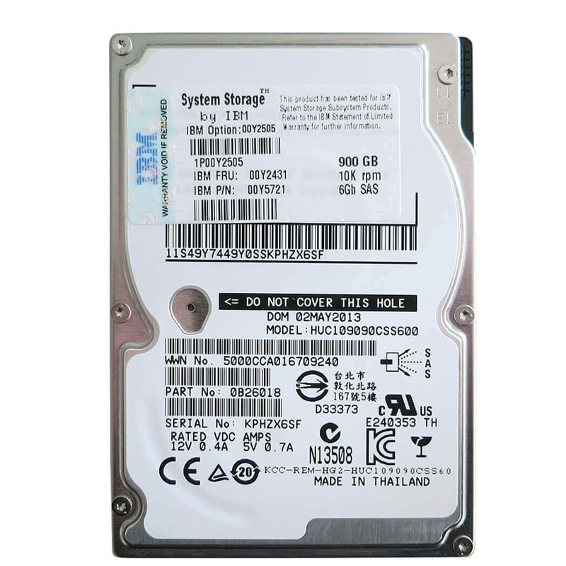00Y5721.jpg 00Y5721 IBM - 900GB 10K SAS 6.0Gbps 2.5" Hard Drive - Image 1