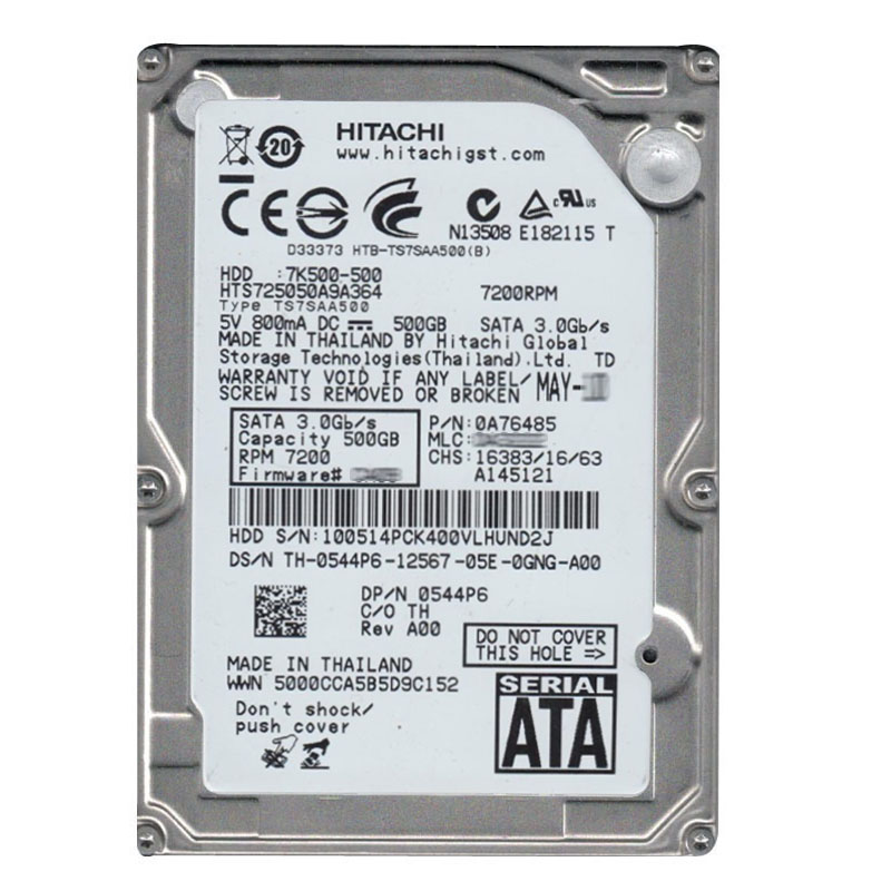 Dell 0544P6 - 500GB 7.2K SATA 2.5" Hard Drive