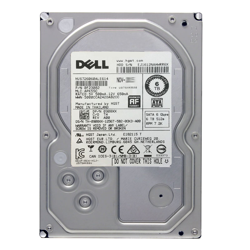 Dell 0908XX - 6TB 7.2K SATA 6.0Gbps 3.5" Hard Drive