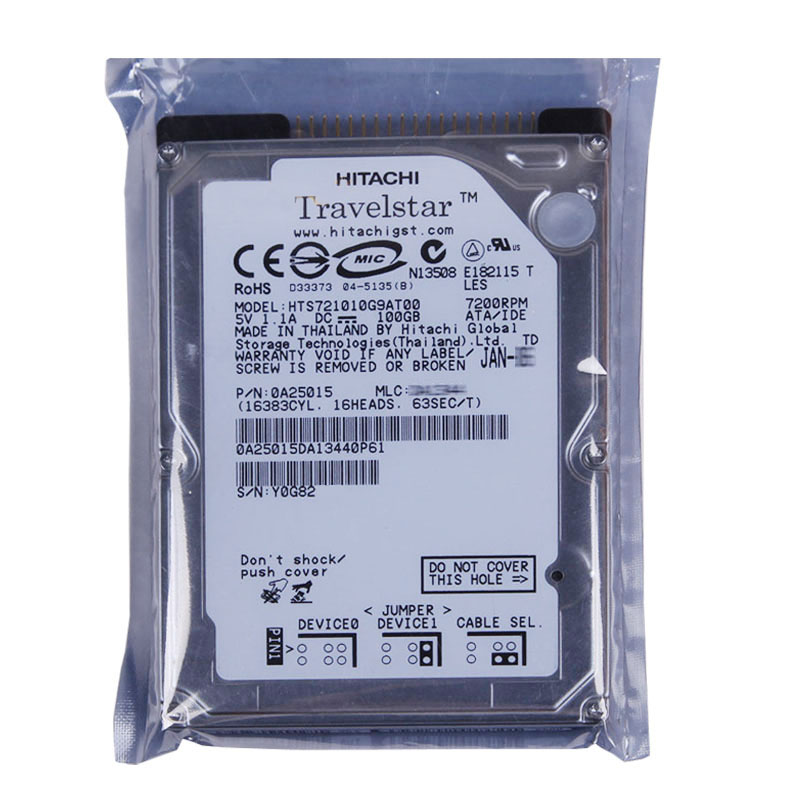 0A25015.jpg Hitachi 0A25015 - 100GB 7.2K IDE 2.5Inch 8MB Cache Hard Drive - Image 1