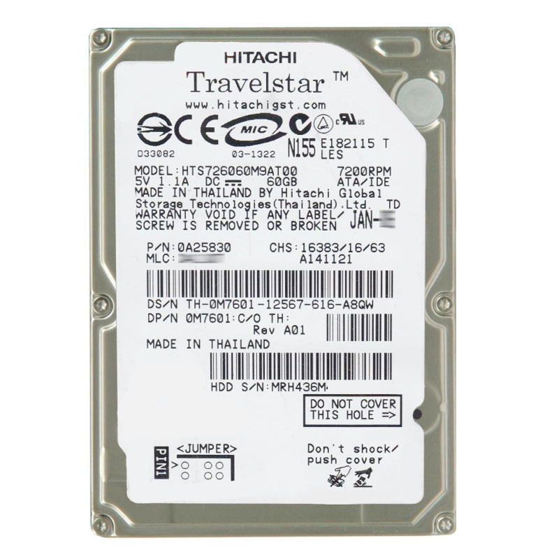 Hitachi 0A25830 - 60GB 7.2K ATA/100 2.5Inch 8MB Cache Hard Drive