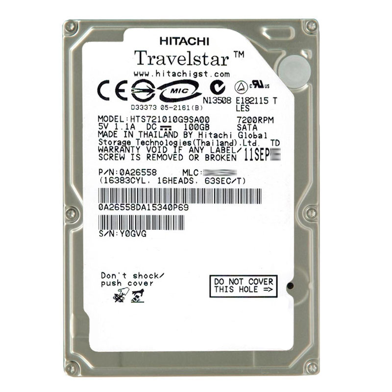 Hitachi 0A26558 - 100GB 7.2K SATA 1.5Gbps 2.5Inch 8MB Cache Hard Drive