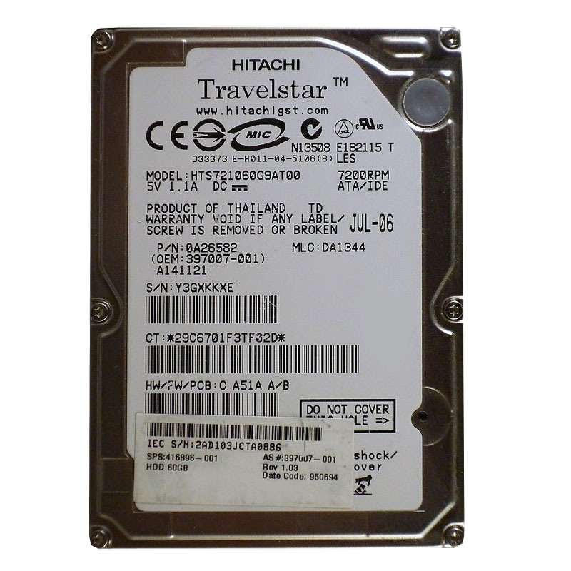 Hitachi 0A26582 - 60GB 7.2K IDE 2.5Inch 8MB Cache Hard Drive