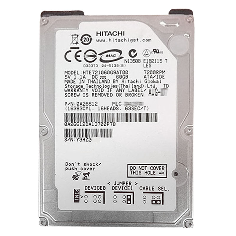 Hitachi 0A26612 - 60GB 7.2K IDE 2.5Inch 8MB Cache Hard Drive