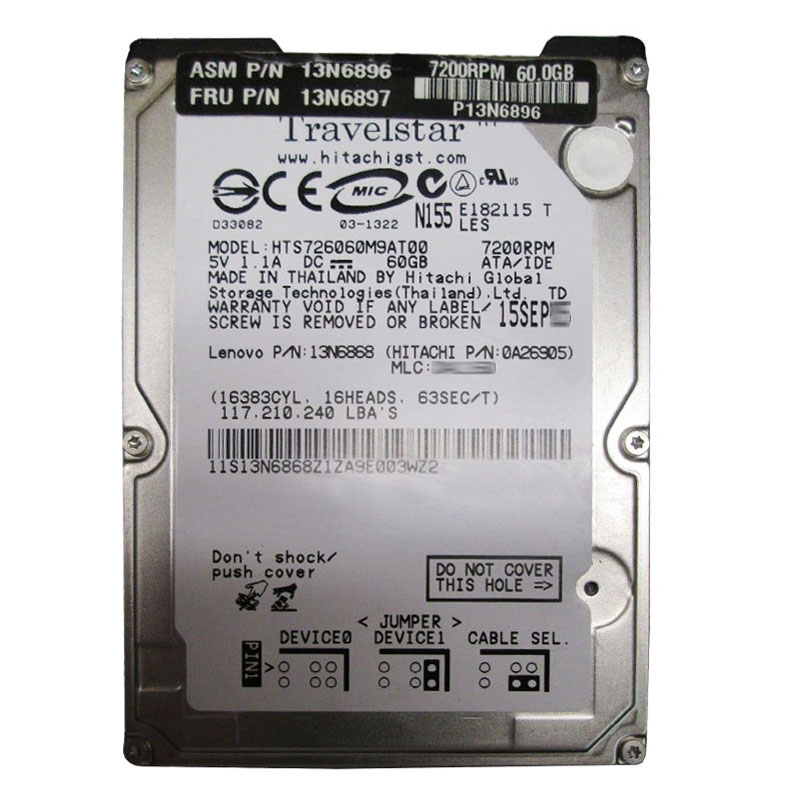 Hitachi 0A26905 - 60GB 7.2K IDE 2.5Inch 8MB Cache Hard Drive