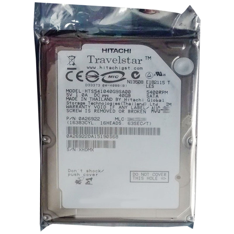 Hitachi 0A26922 - 40GB 5.4K SATA 1.5Gbps 2.5Inch 8MB Cache Hard Drive