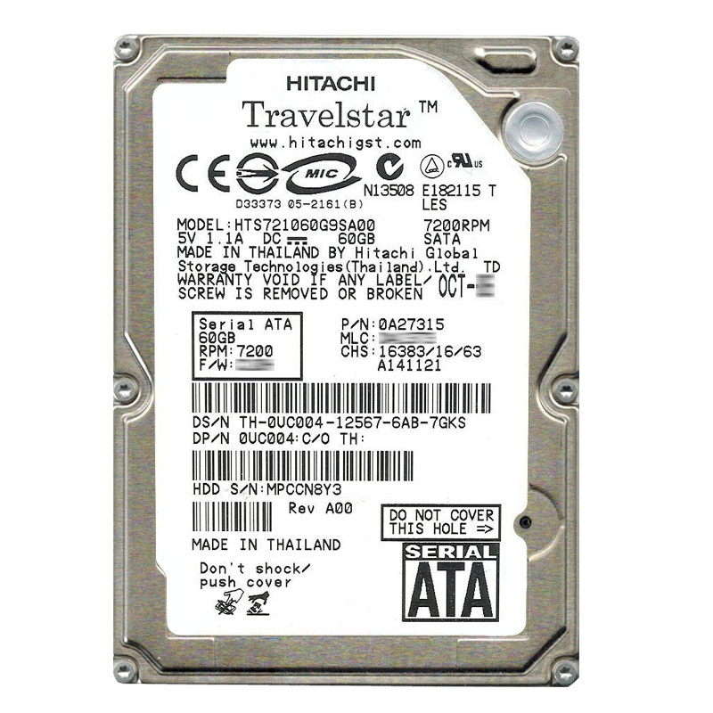 Hitachi 0A27315 - 60GB 7.2K SATA 1.5Gbps 2.5Inch 8MB Cache Hard Drive