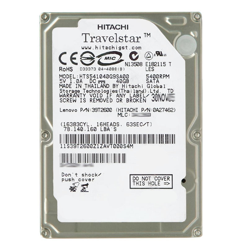 Hitachi 0A27462 - 40GB 5.4K SATA 1.5Gbps 2.5Inch 8MB Cache Hard Drive