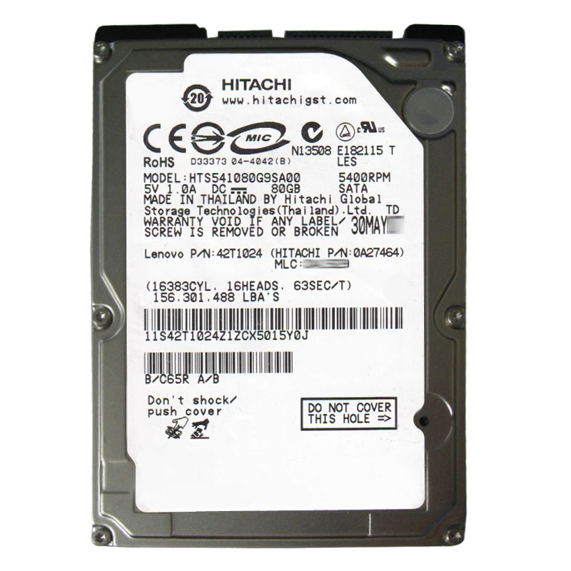 Hitachi 0A27464 - 80GB 5.4K SATA 1.5Gbps 2.5Inch 8MB Cache Hard Drive