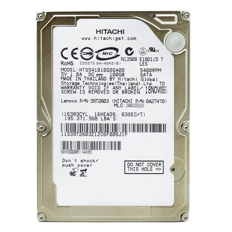 Hitachi 0A27470 - 100GB 5.4K SATA 1.5Gbps 2.5Inch 8MB Cache Hard Drive