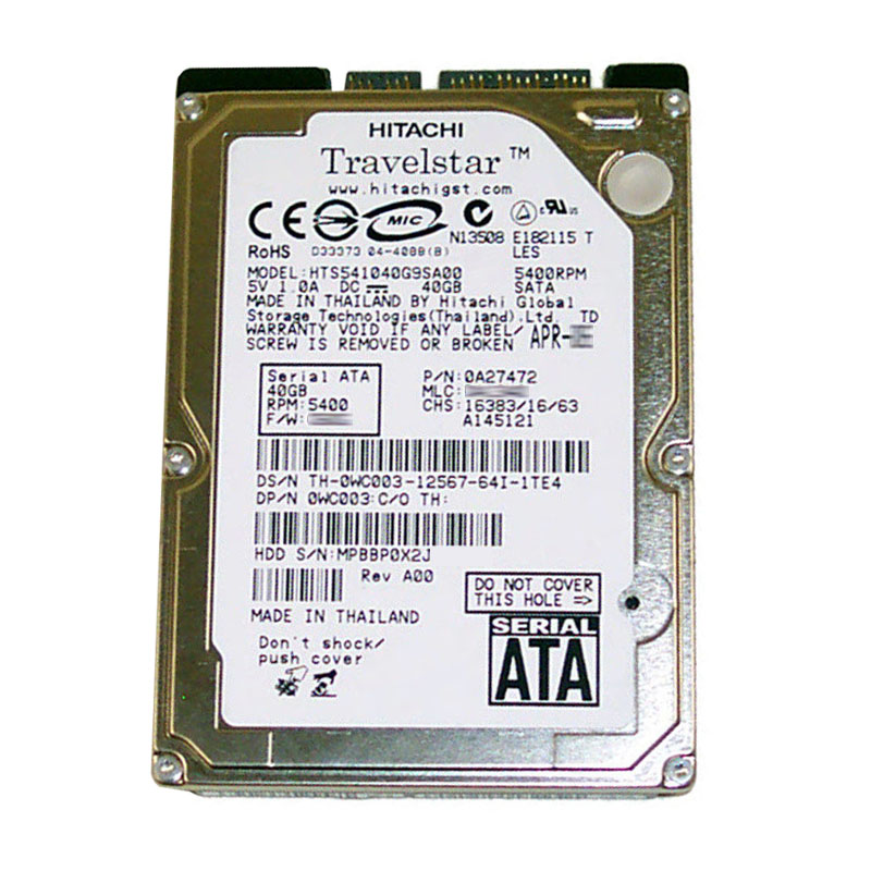 Hitachi 0A27472 - 40GB 5.4K SATA 2.5" 8MB Cache Hard Drive