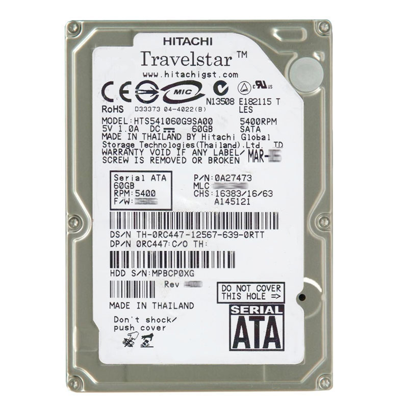 Hitachi 0A27473 - 60GB 5.4K SATA 1.5Gbps 2.5Inch 8MB Cache Hard Drive