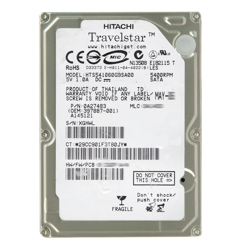 Hitachi 0A27483 - 60GB 5.4K SATA 1.5Gbps 2.5Inch 8MB Cache Hard Drive