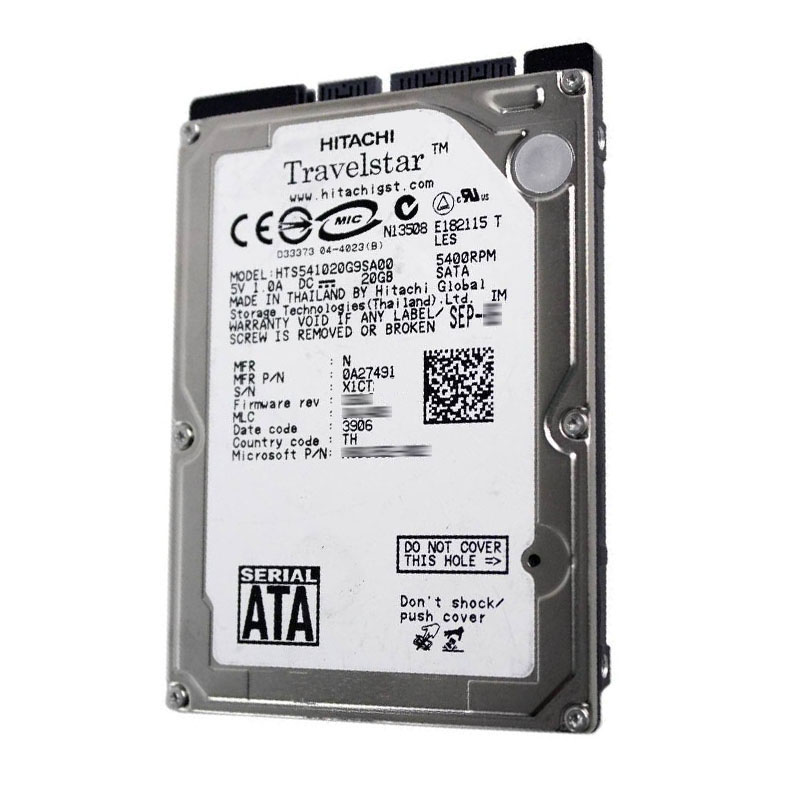 Hitachi 0A27491 - 20GB 5.4K SATA 1.5Gbps 2.5Inch 8MB Cache Hard Drive