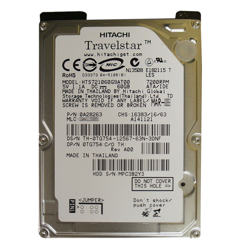 Hitachi 0A28263 - 60GB 7.2K IDE 2.5Inch 8MB Cache Hard Drive