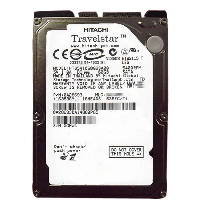 Hitachi 0A28693 - 60GB 5.4K SATA 1.5Gbps 2.5Inch 8MB Cache Hard Drive