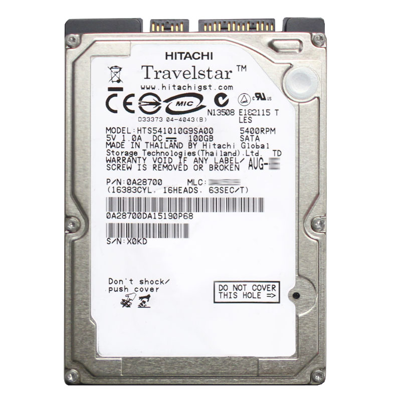 Hitachi 0A28700 - 100GB 5.4K SATA 1.5Gbps 2.5Inch 8MB Cache Hard Drive