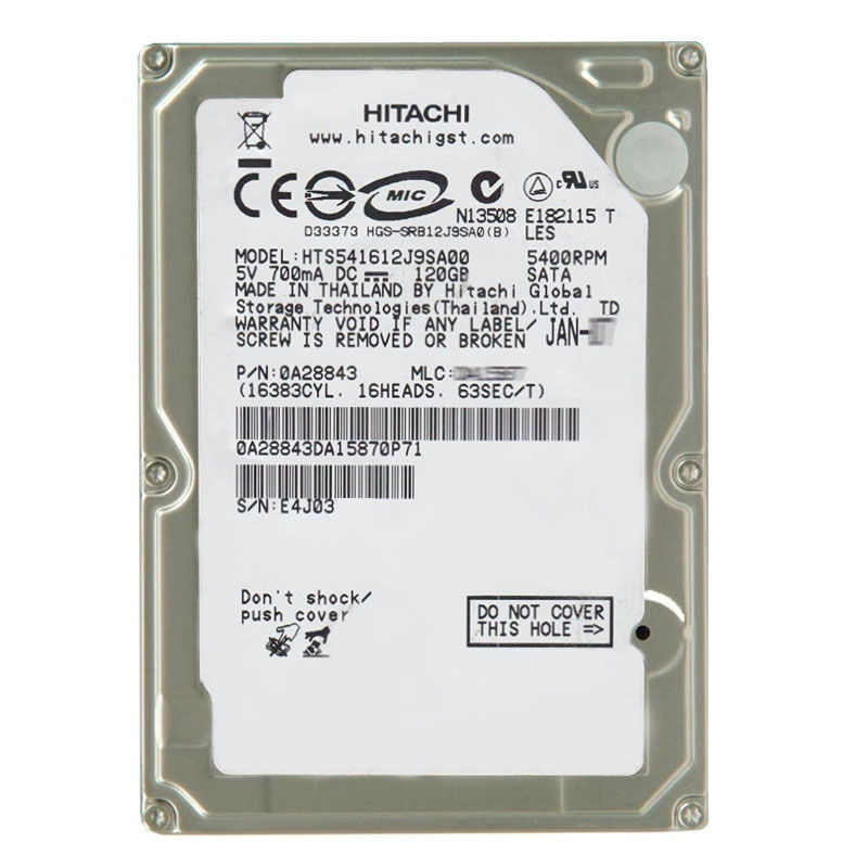 Hitachi 0A28843 - 120GB 5.4K SATA 1.5Gbps 2.5Inch 8MB Cache Hard Drive