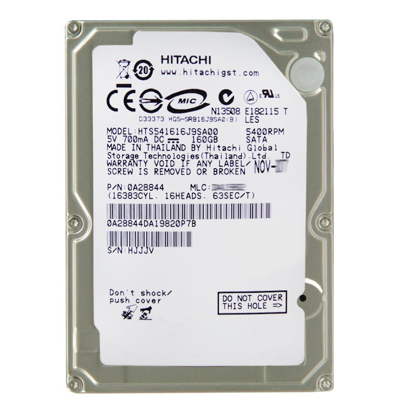 Hitachi 0A28844 - 160GB 5.4K SATA 1.5Gbps 2.5Inch 8MB Cache Hard Drive