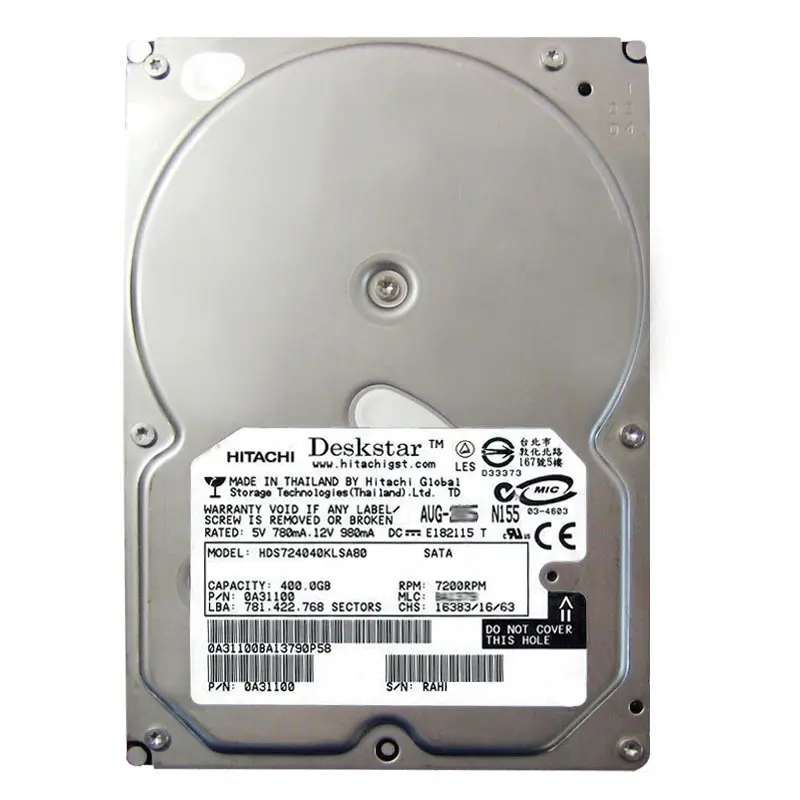 0A31100.jpg Hitachi 0A31100 - 400GB 7.2K SATA 3.5" Hard Drive - Image 1