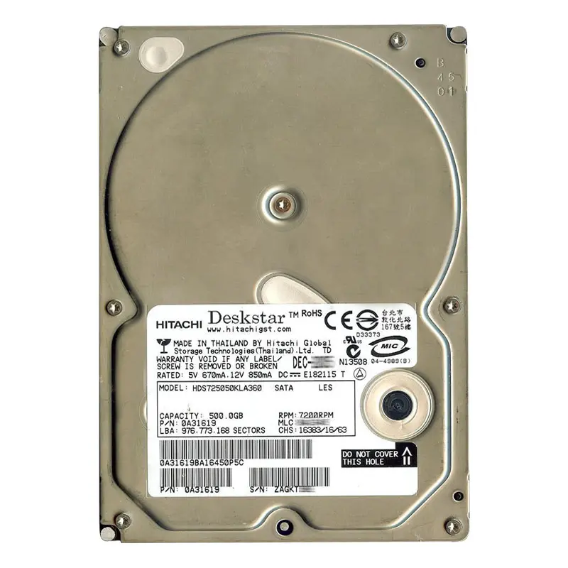 0A31619.jpg Hitachi 0A31619 - 500GB 7.2K SATA 3.0Gbps 3.5Inch 16MB Cache Hard Drive - Image 1