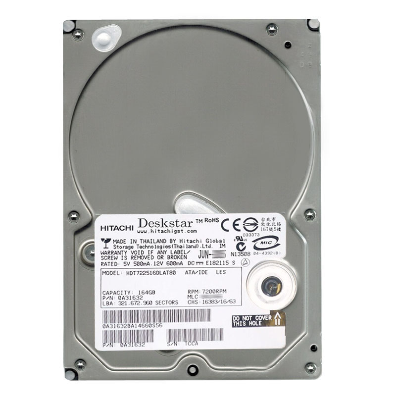 0A31632.jpg Hitachi 0A31632 - 164GB 7.2K IDE 3.5Inch 8MB Cache Hard Drive - Image 1