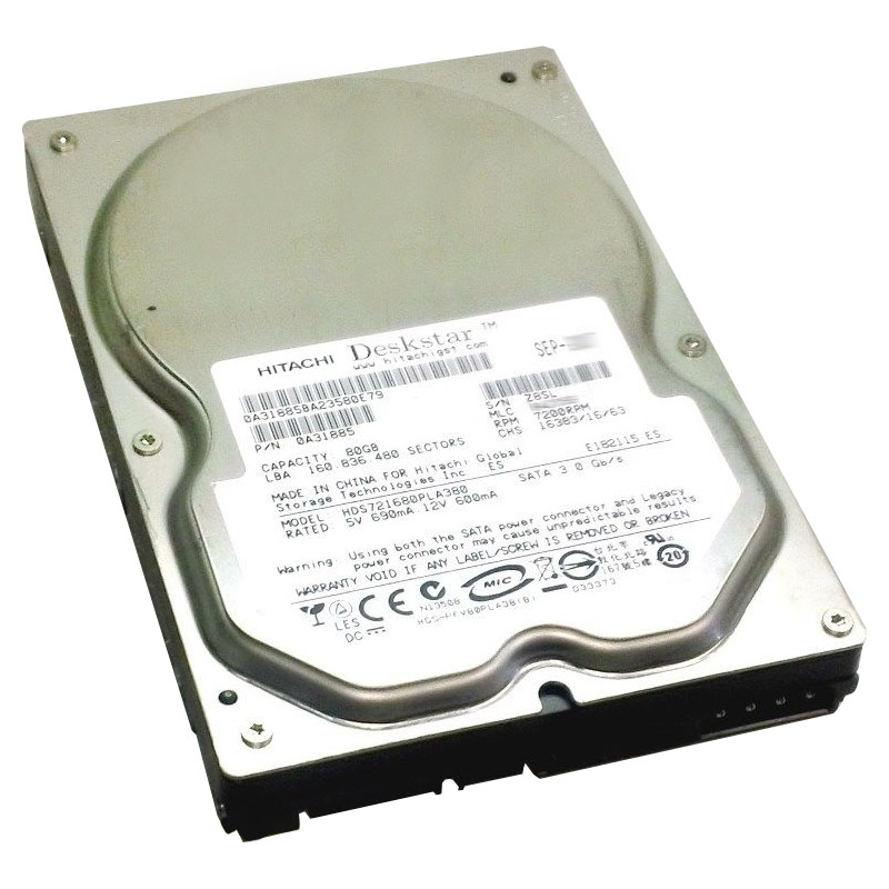 0A31885.jpg Hitachi 0A31885 - 80GB 7.2K SATA 3.0Gbps 3.5Inch 8MB Cache Hard Drive - Image 1