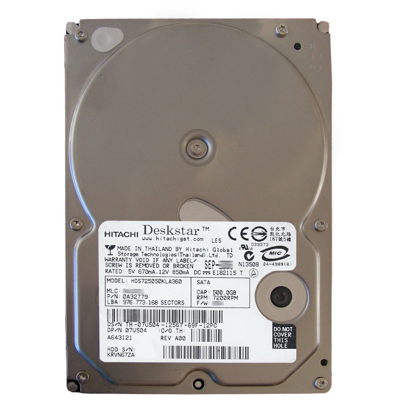 0A32779.jpg Hitachi 0A32779 - 500GB 7.2K SATA 3.0Gbps 3.5Inch 16MB Cache Hard Drive - Image 1
