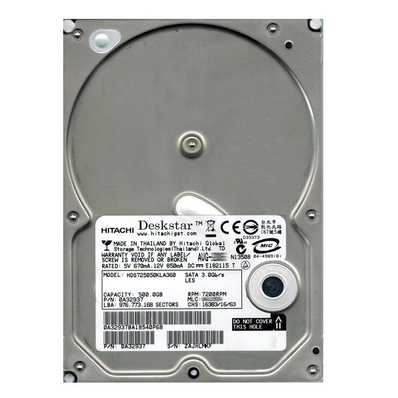 Hitachi 0A32937 - 500GB 7.2K SATA 3.0Gbps 3.5Inch 16MB Cache Hard Drive