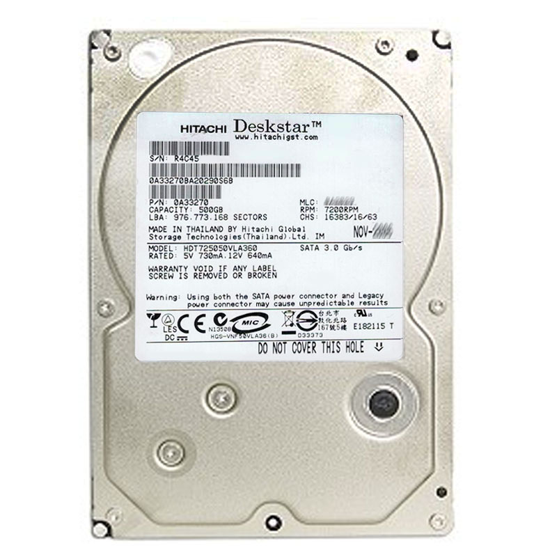 Hitachi 0A33270 - 500GB 7.2K SATA 3.0Gbps 3.5Inch 16MB Cache Hard Drive