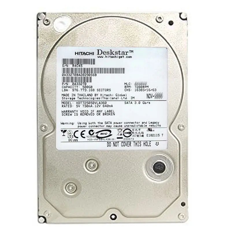0A33270.jpg Hitachi 0A33270 - 500GB 7.2K SATA 3.0Gbps 3.5Inch 16MB Cache Hard Drive - Image 1