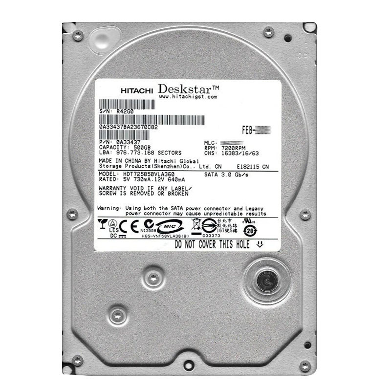 Hitachi 0A33437 - 500GB 7.2K SATA 3.0Gbps 3.5Inch 16MB Cache Hard Drive