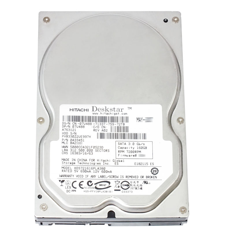 Hitachi 0A33451 - 160GB 7.2K SATA 3.0Gbps 3.5Inch 8MB Cache Hard Drive