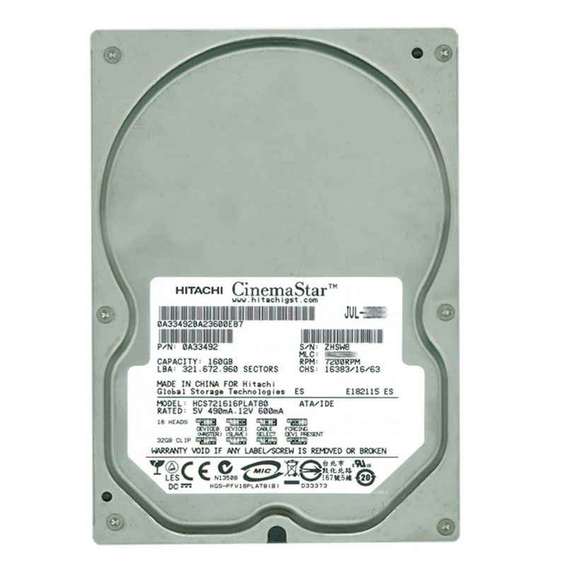 Hitachi 0A33492 - 160GB 7.2K IDE 3.5Inch 8MB Cache Hard Drive