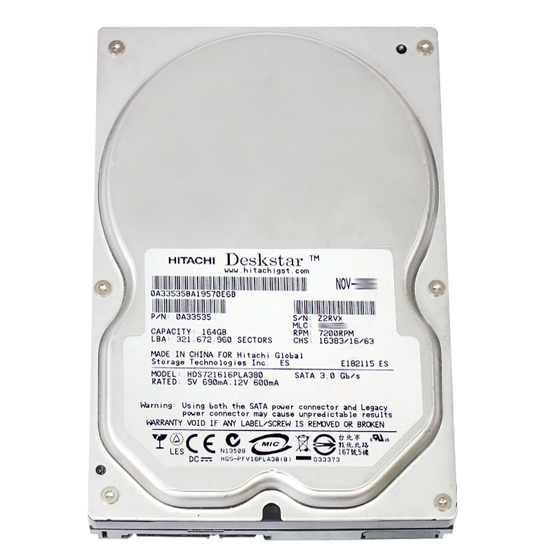Hitachi 0A33535 - 164GB 7.2K SATA 3.0Gbps 3.5Inch 8MB Cache Hard Drive