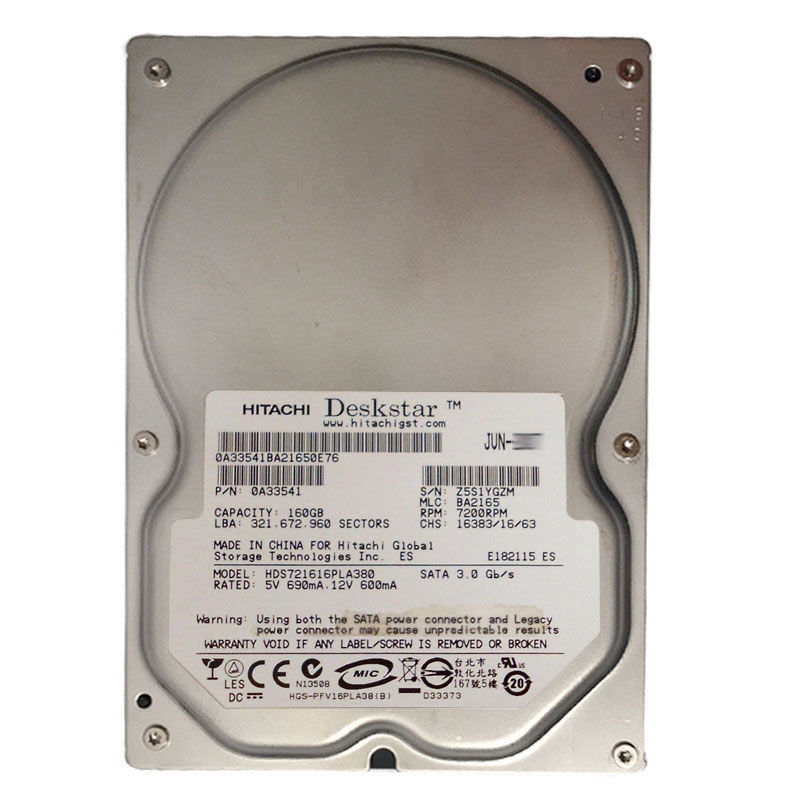 Hitachi 0A33541 - 160GB 7.2K SATA 3.0Gbps 3.5" Hard Drive