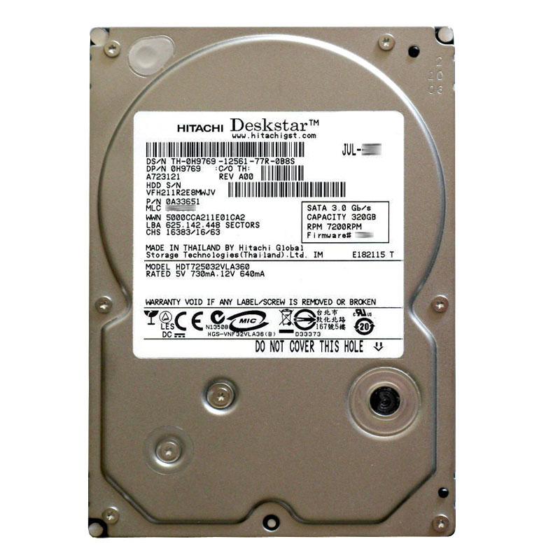 0A33651.jpg Hitachi 0A33651 - 320GB 7.2K SATA 3.0Gbps 3.5Inch 16MB Cache Hard Drive - Image 1