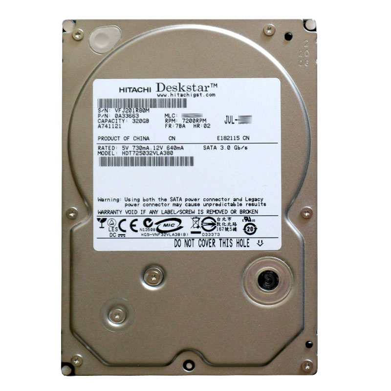 0A33663.jpg Hitachi 0A33663 - 320GB 7.2K SATA 3.0Gbps 3.5Inch 8MB Cache Hard Drive - Image 1