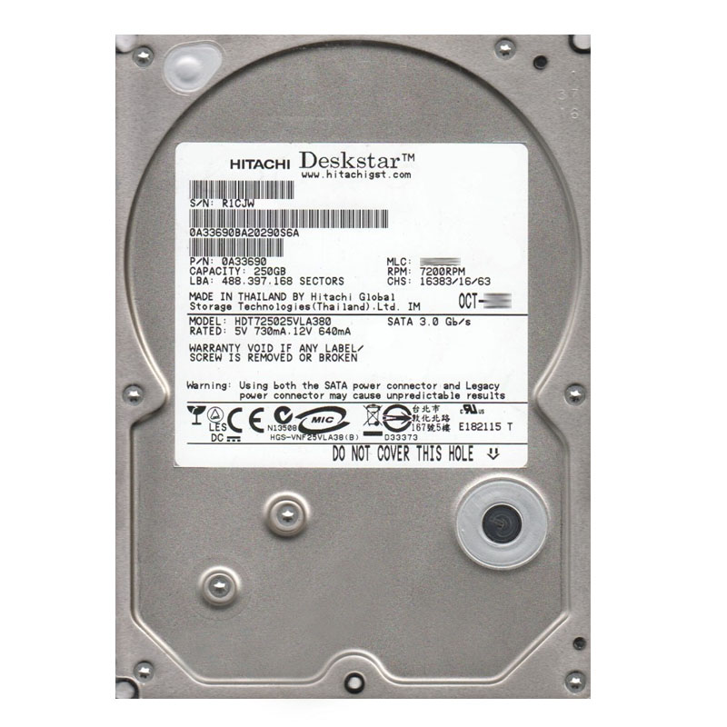 Hitachi 0A33690 - 250GB 7.2K SATA 3.0Gbps 3.5Inch 8MB Cache Hard Drive