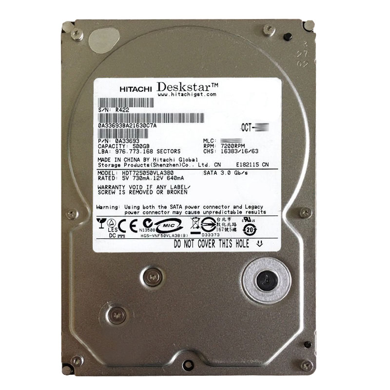 Hitachi 0A33693 - 500GB 7.2K SATA 3.0Gbps 3.5Inch 8MB Cache Hard Drive