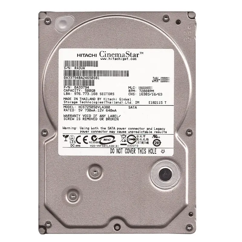 0A33794.jpg Hitachi 0A33794 - 500GB 7.2K SATA 3.0Gbps 3.5Inch 8MB Cache Hard Drive - Image 1