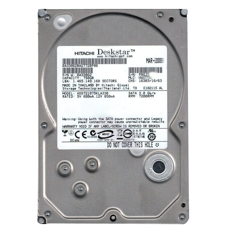 0A33862.jpg Hitachi 0A33862 - 750GB 7.2K SATA 3.0Gbps 3.5Inch 32MB Cache Hard Drive - Image 1
