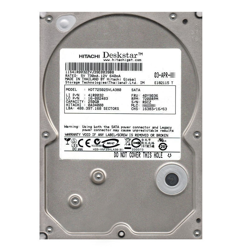 Hitachi 0A34000 - 250GB 7.2K SATA 3.0Gbps 3.5Inch 8MB Cache Hard Drive